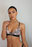 Pink Snakeskin Triangle Bikini Top