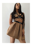 Nude Suede Pleated Skirt