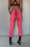 Neon Pink Snake Print Fitted Joggers