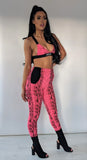 Neon Pink Snake Print Bra