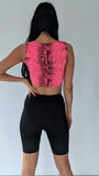 Pink Snake Print Crop Top
