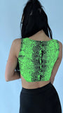 Green Snake Print Crop Top