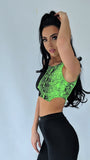 Green Snake Print Crop Top
