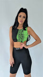 Green Snake Print Crop Top