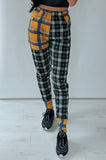 Contrast Check High Waist Jogger