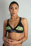 Neon Yellow Snakeskin & Mesh Panel Bikini Top