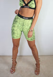 Neon Yellow Snakeskin Shorts