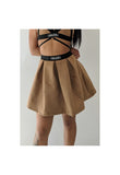 Nude Suede Pleated Skirt