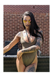 Khaki High Cut Bodysuit