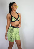 Neon Yellow Snakeskin Shorts