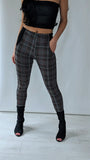 Grey Check Fitted Joggers