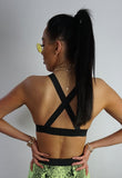 Neon Yellow Bikini Top With Cut Outs