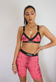 Neon Pink Snakeskin Bikini Bra