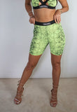 Neon Yellow Snakeskin Shorts