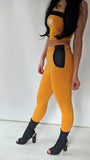 Mustard Pine Stripe Fitted Joggers