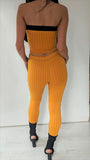 Mustard Pine Stripe Fitted Joggers