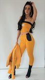 Mustard Pine Stripe Fitted Joggers