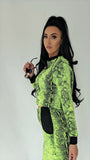 Neon Yellow Snake Skin Crop Jumper