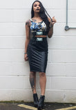 Wet Look Pencil Skirt
