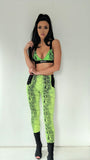 Neon Yellow Snake Skin Fitted Jogger