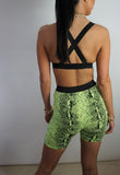 Neon Yellow Snakeskin Shorts