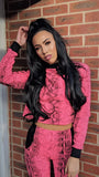 Neon Pink Snake Print Crop Jumper