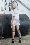 White Open Mesh Kimono