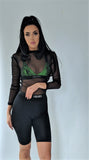 Bodycon Black Mesh Long Sleeve Top