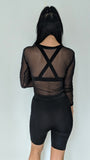 Bodycon Black Mesh Long Sleeve Top