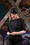 Black Mesh Crop Top