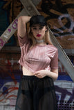 Pink Distressed Crop
