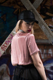 Pink Distressed Crop