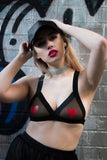 Khaki Mesh Love Heart Bra