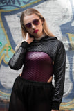 Black quilted - Crop Hoodie