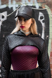 Black quilted - Crop Hoodie