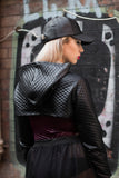 Black quilted - Crop Hoodie