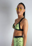 Neon Yellow Bikini Top With Cut Outs