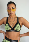 Neon Yellow Bikini Top With Cut Outs