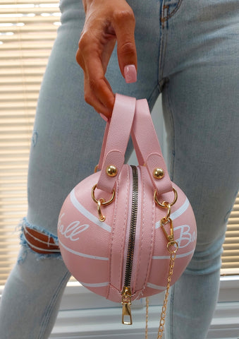 Pink Basketball shaped zip up bag